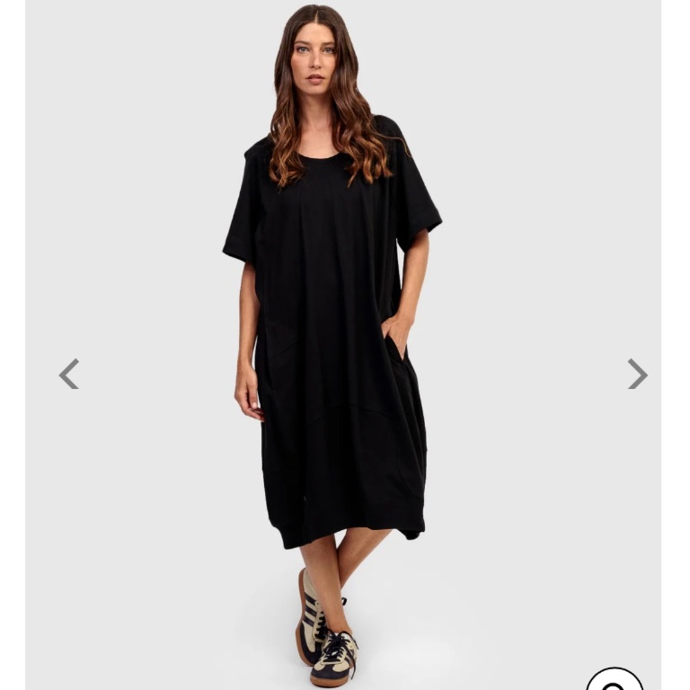 Alembika NWT Urban Copenhagen Relaxed Dress cocoon cotton Black 18 20 XL